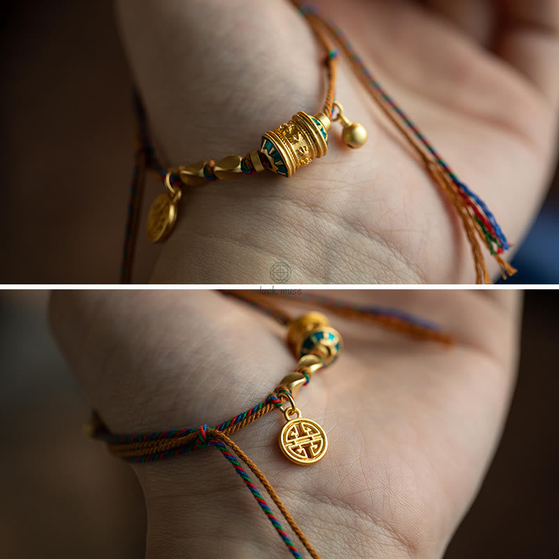 Handmade Tibetan Om Mani Padme Hum Prayer Wheel Bracelet for Protection and Strength - Image 10