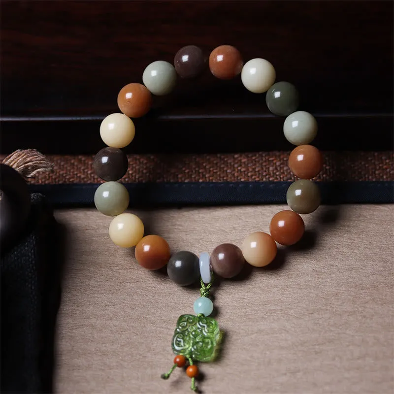 Multicolored Gradient Bodhi Seed and Liuli Glass Charm Bracelet infused with Luck Muse for Peace - Image 11