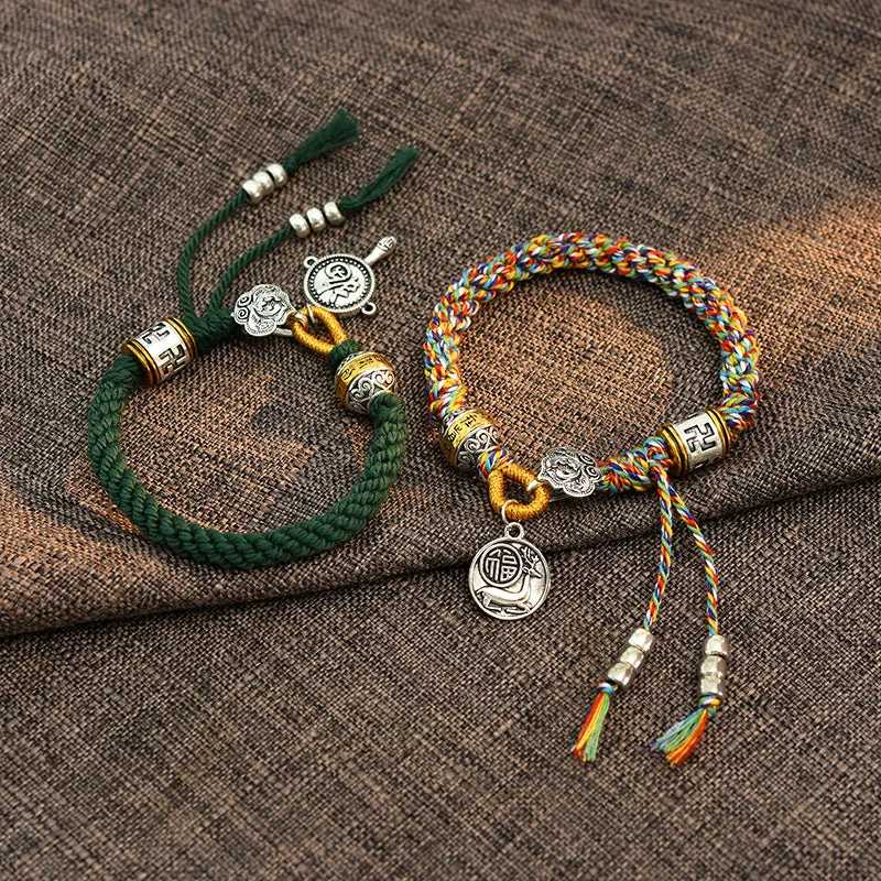 Tibetan Om Mani Padme Hum Fortune Braided Bracelet crafted with Luck Muse - Image 9
