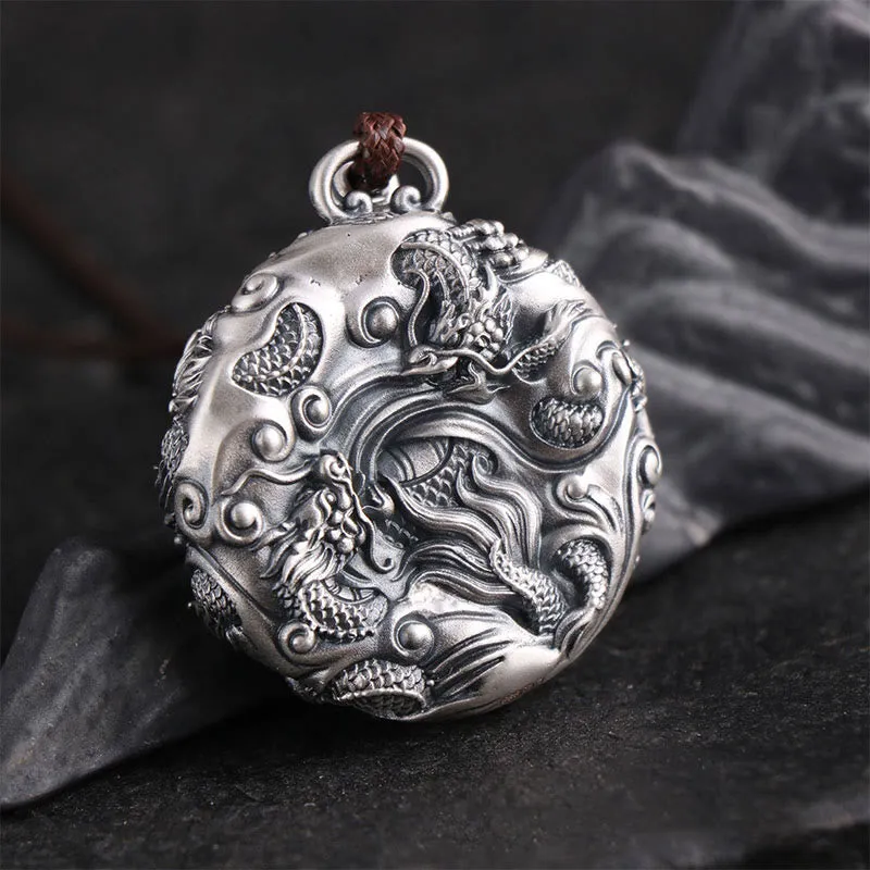 Luck Muse 999 Sterling Silver Dragon Protection Necklace with Pearl - Image 2