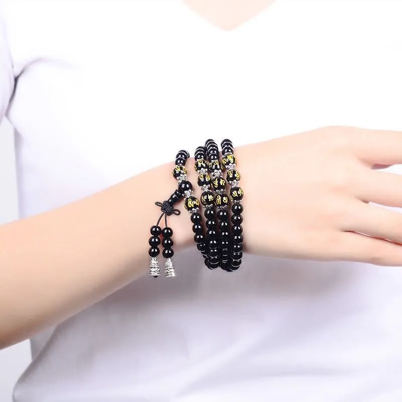 True Words Protection Black Obsidian Mala Bracelet by Luck Muse Shop - Image 5