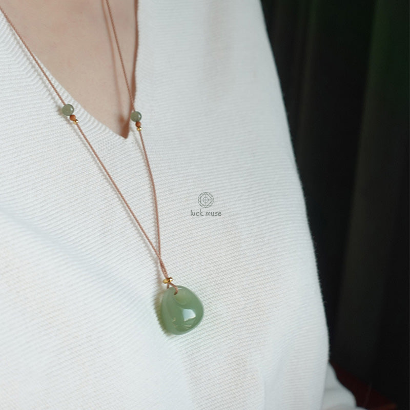 Luck Muse Natural Jade Luck & Prosperity Necklace Pendant - Assorted Colors - Image 6