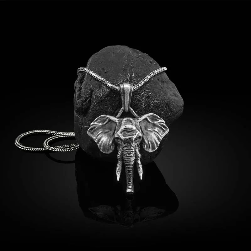 Elephant Strength Necklace Pendant - Pewter Titanium Steel - Image 7