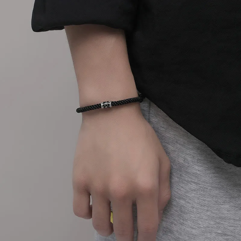 Braided Om Mani Padme Hum Peace Bracelet with 925 Sterling Silver Luck Muse - Image 4