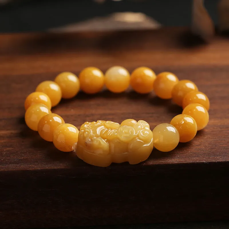 Golden Silk Jade Pixiu Prosperity Bracelet by Luck Muse Shop