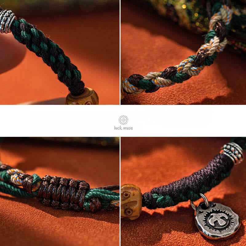 Tibetan Dzi Bead Agate and Yak Bone Wealth Bracelet - Image 6