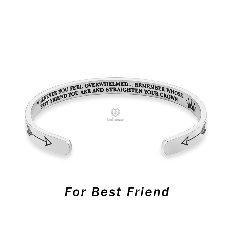 Luck Muse Engraved Mantra Cuff Bangle Bracelet - Personalized Inspirational Gift for Him/Her - Image 8