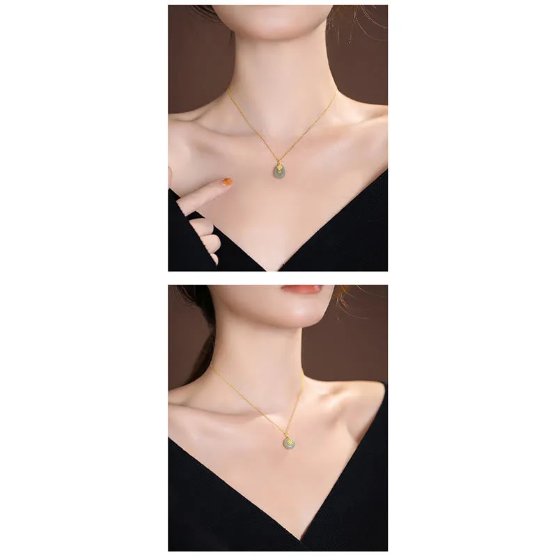Luck Muse 925 Sterling Silver Hetian and Cyan Jade Luck Laughing Buddha Butterfly Necklace Pendant - Image 29