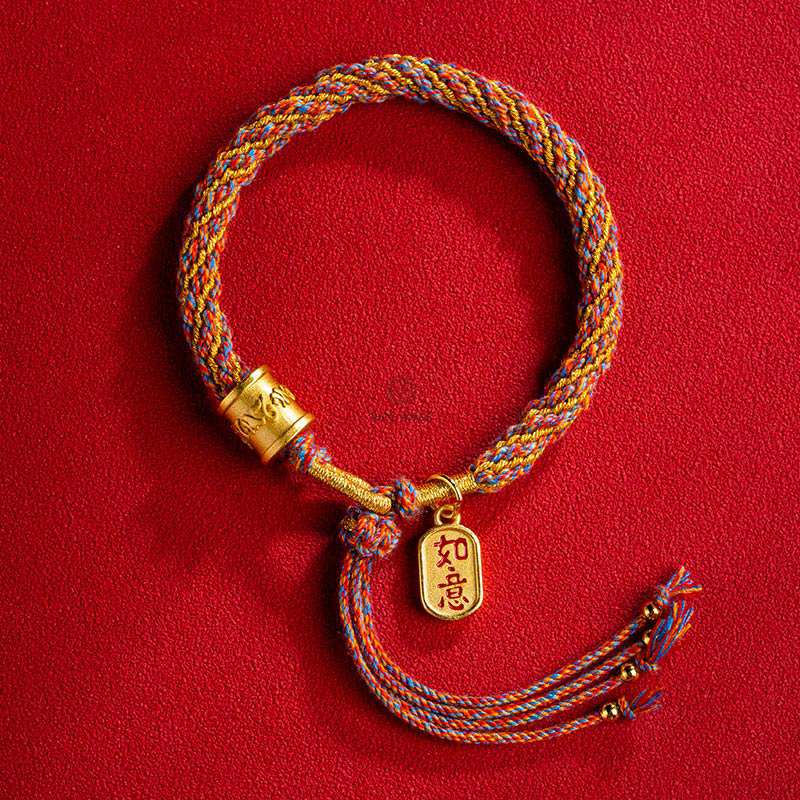 Multicolored Handmade Tibetan Om Mani Padme Hum Ruyi Charm Bracelet with Luck Muse - Image 9