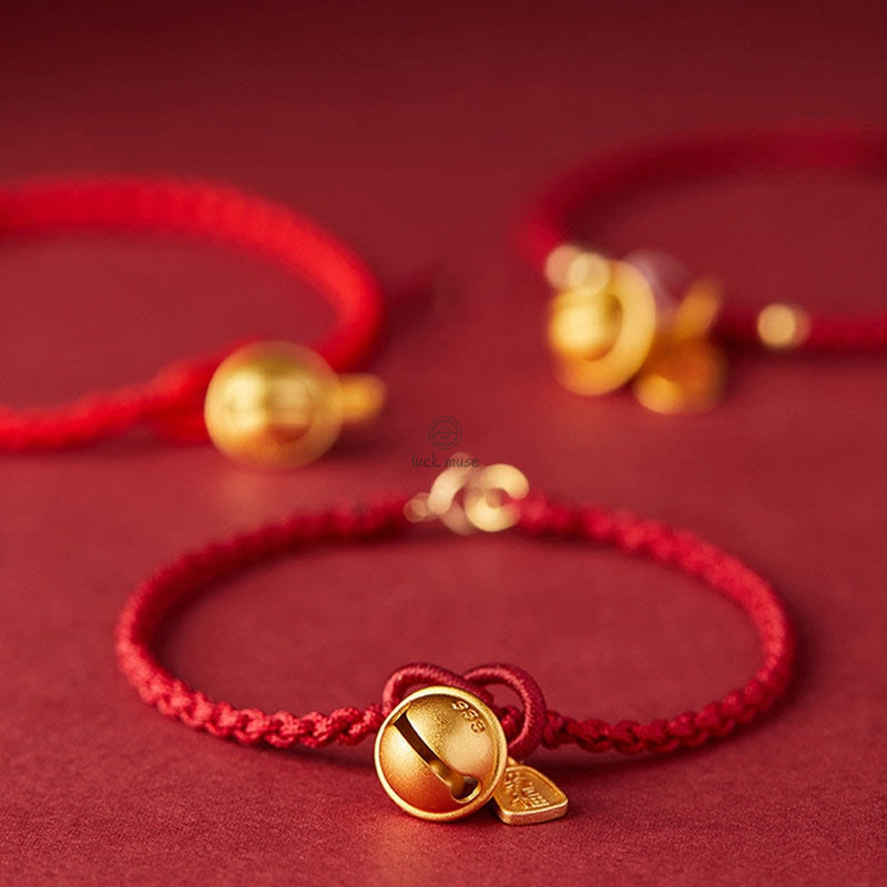 Handmade Lucky Charm Bracelet with Fu Character, Luck Muse, and Red Rope Bell - Image 10