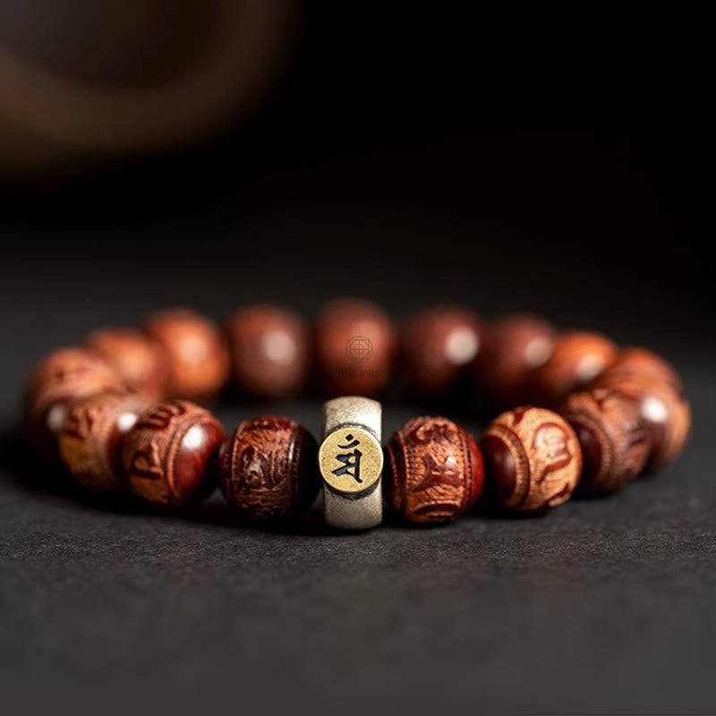 Luck Muse Chinese Zodiac Bracelet - Red Sandalwood Om Mani Padme Hum Protection - Image 4