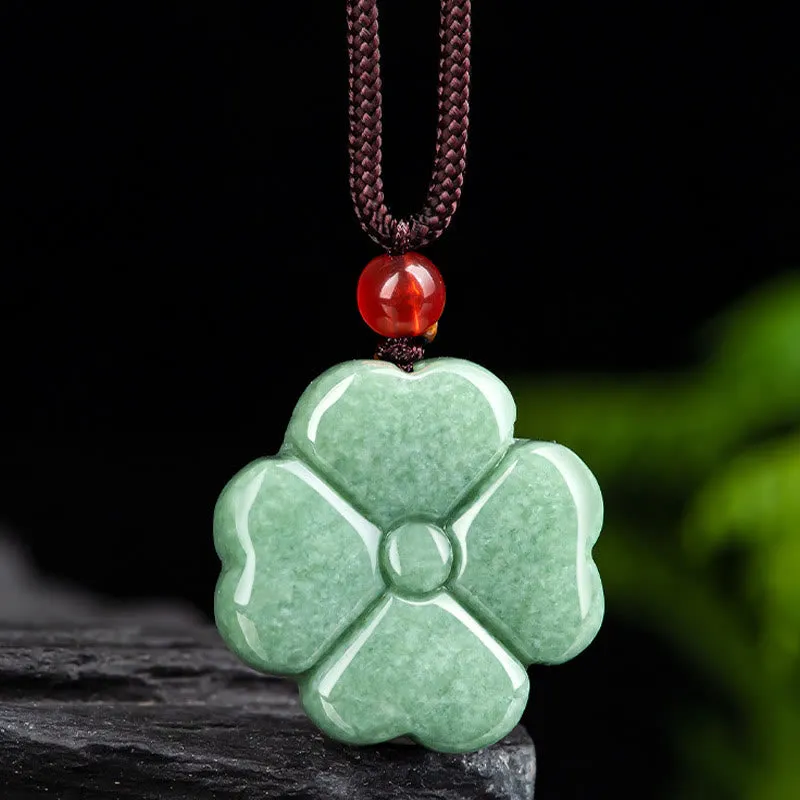Luck Muse Four Leaf Clover Jade Prosperity Necklace - Image 5