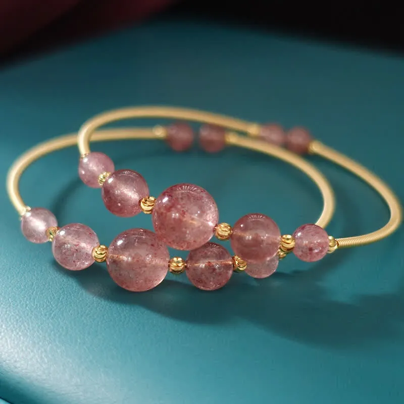 Luck Muse Natural Strawberry Quartz Love Healing Bracelet