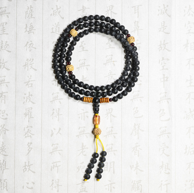 Tibetan Mala Bracelet with Cypress Bodhi Seeds and Red Agate Healing Properties - Image 3