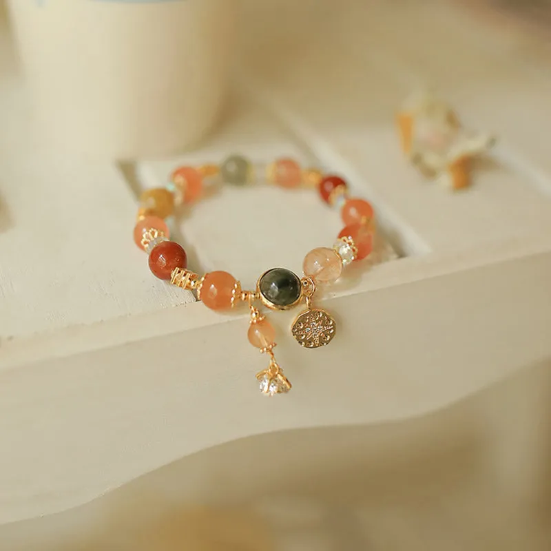 Natural Multicolored Rutilated Quartz Eight-Pointed Star Flower Bracelet - Image 2