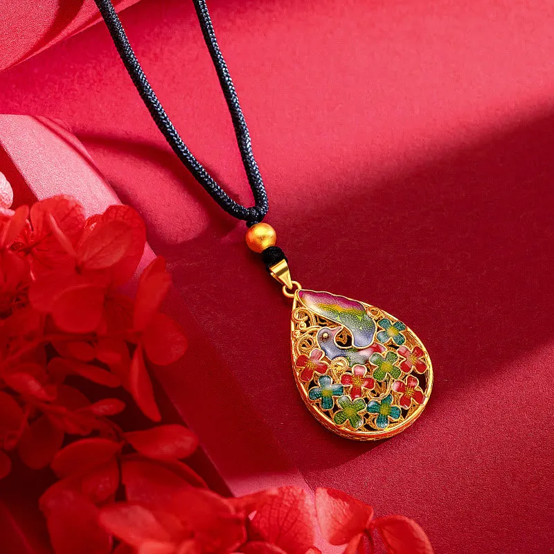 Colorful Phoenix Flower Luck Strength Necklace Pendant crafted with Luck Muse - Image 3