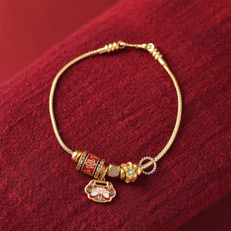 Luck Muse Lotus Enlightenment Copper Beaded Bracelet - Image 8