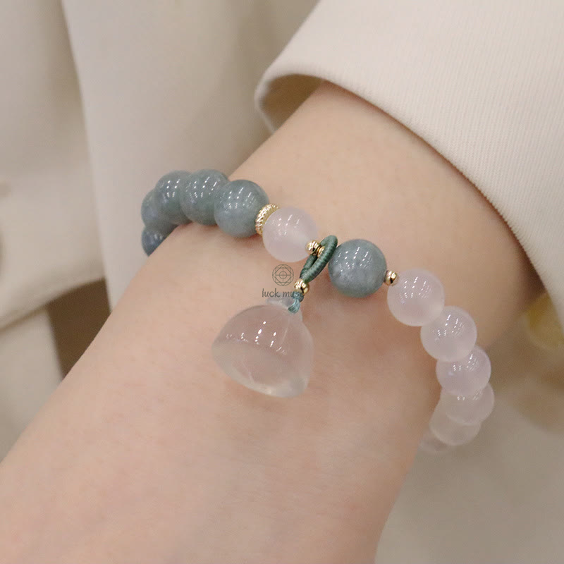 Lotus Flower White Agate Luck Muse Protection Bracelet - Image 3