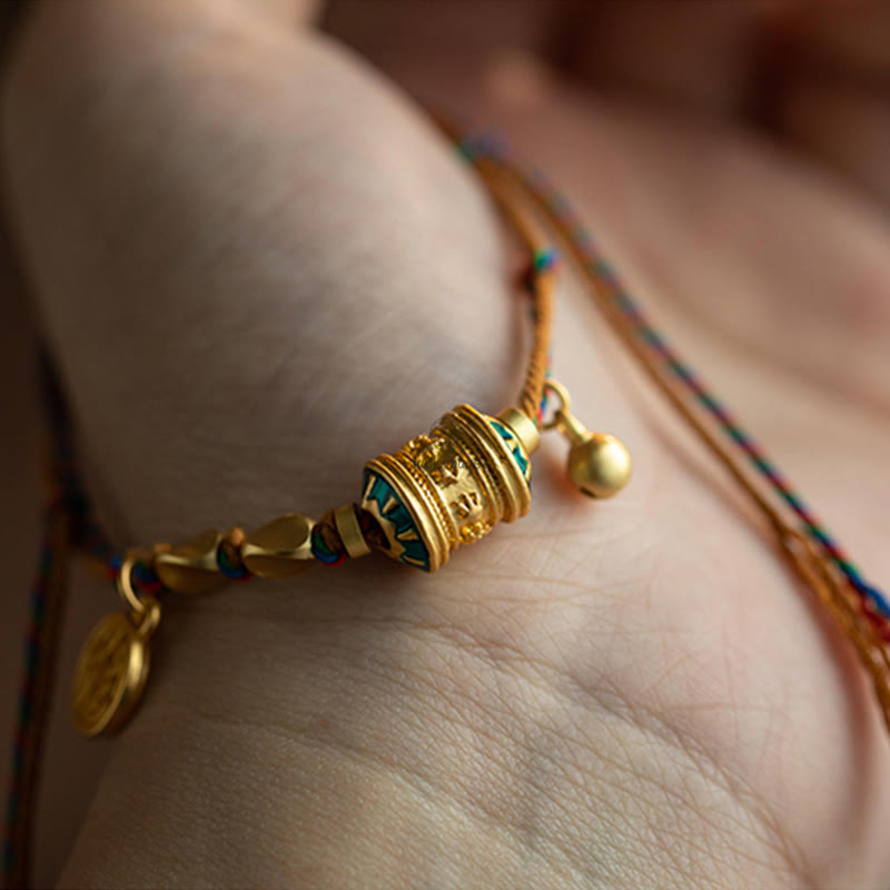 Handmade Tibetan Om Mani Padme Hum Prayer Wheel Bracelet for Protection and Strength - Image 6