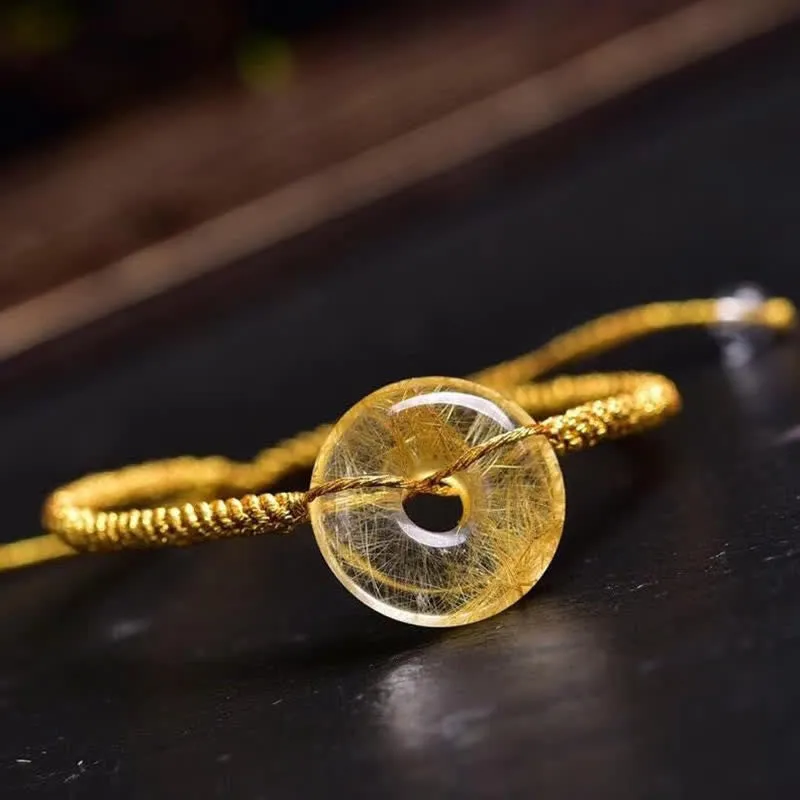 Round Citrine Peace Braided Bracelet with Buckle - Image 4