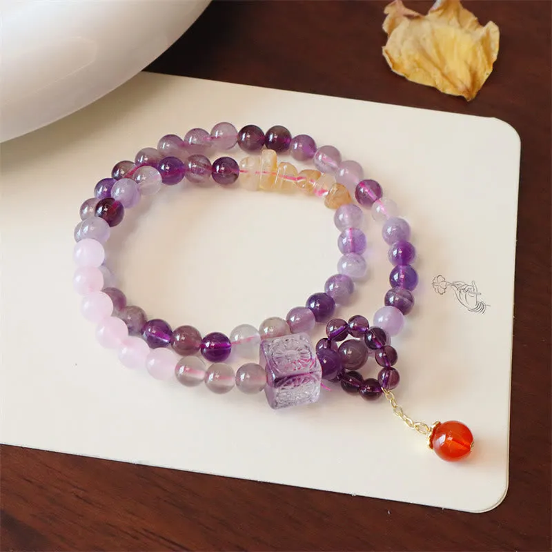 Luck Muse Amethyst Citrine Double Wrap Bracelet for Positive Transformation