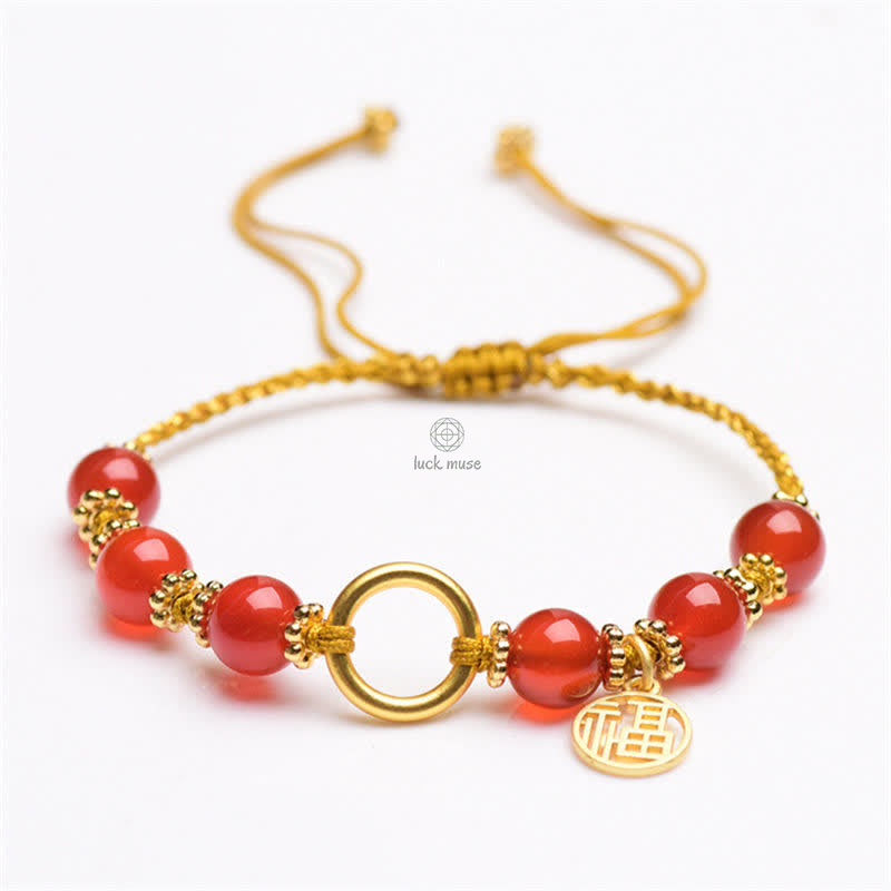 Red Agate Happiness Charm Bracelet - Image 9