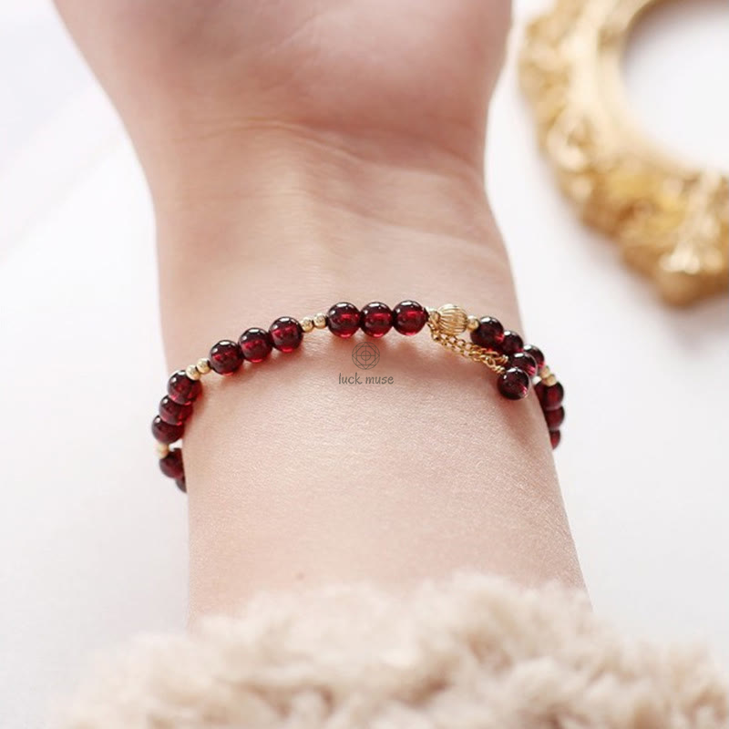 Luck Muse 14K Gold Garnet Calming Bracelet - Image 8