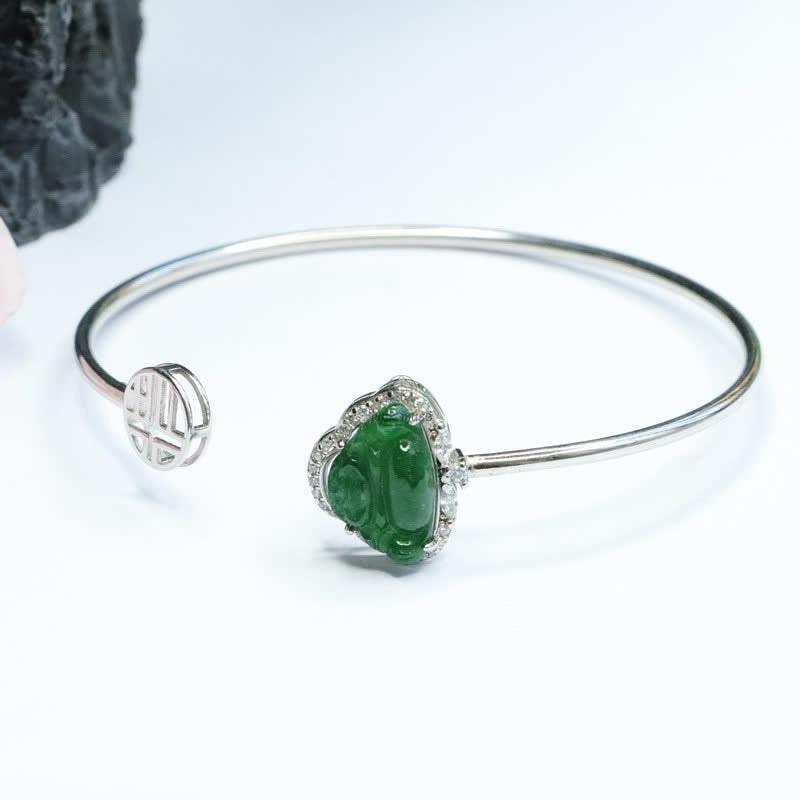 Luck Muse 925 Sterling Silver Laughing Buddha Jade Luck Bracelet - Image 8