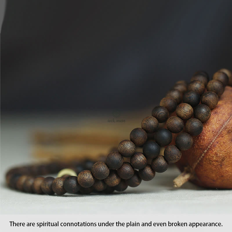Luck Muse 999 Gold Tarakan 108 Mala Beads Bracelet with Agarwood & Amber for Evil Spirits Protection - Image 16