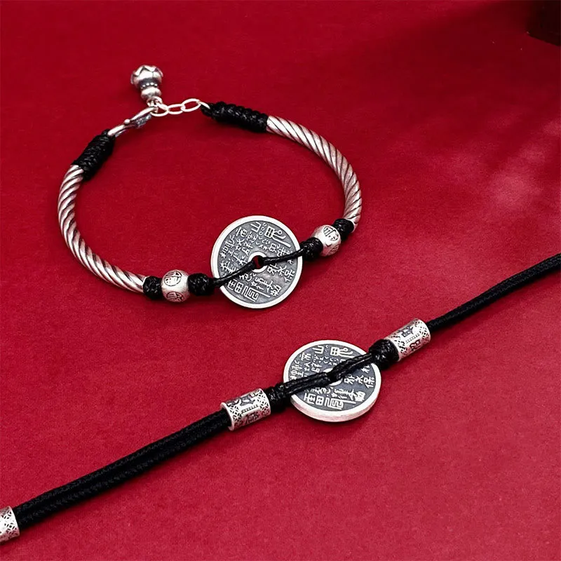 Mountain Ghosts 999 Sterling Silver Bagua Pattern Harmony Bracelet - Image 3