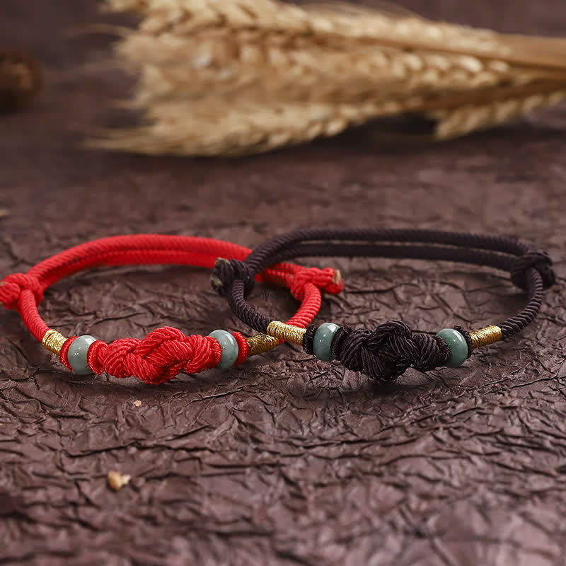 Red String Jade Fortune Knot Bracelet - Luck Muse Luck Braided String - Image 8