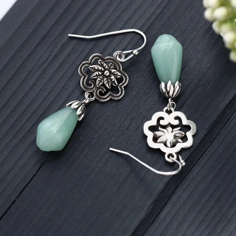 Luck Muse Magnolia Jade Water Drop Prosperity Earrings - Image 3