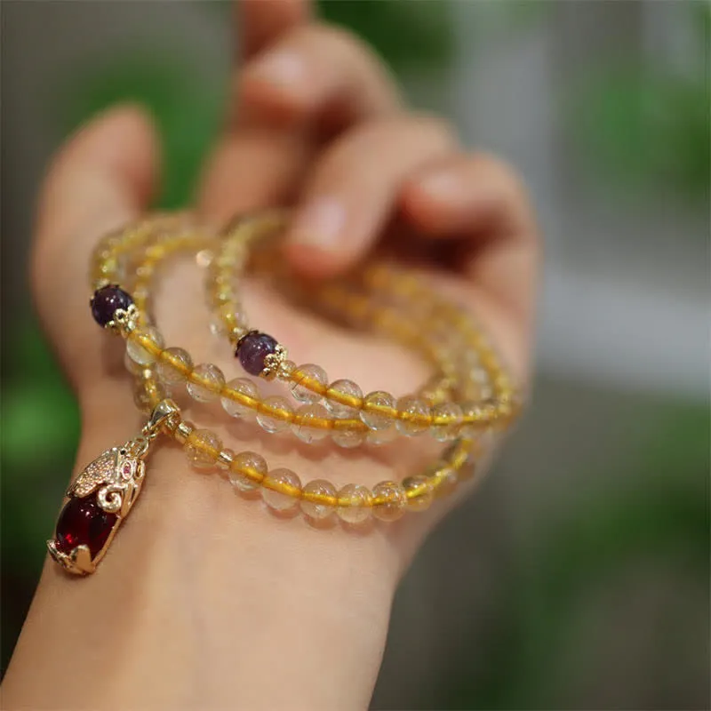 Luck Muse Citrine Amethyst Pi Xiu Bracelet for Prosperity, Happiness, and Protection - Image 3