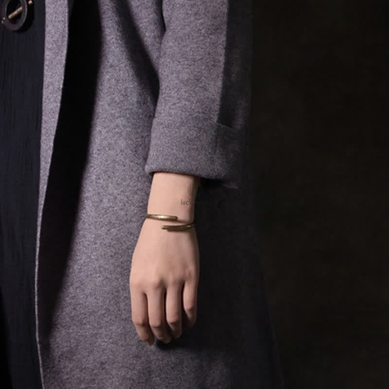 Copper Balance Adjustable Cuff Bracelet with Rustic Buddhist Stone Design - Image 5