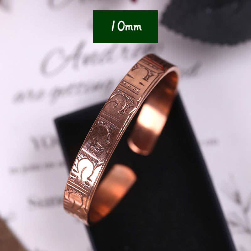 Vintage Luck Balance Copper Cuff Bracelet Bangle with Pattern Detail - Image 11