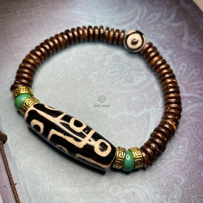 Tibetan Nine-Eye Dzi Bead Wealth Bracelet from Luck Muse Shop - Image 2