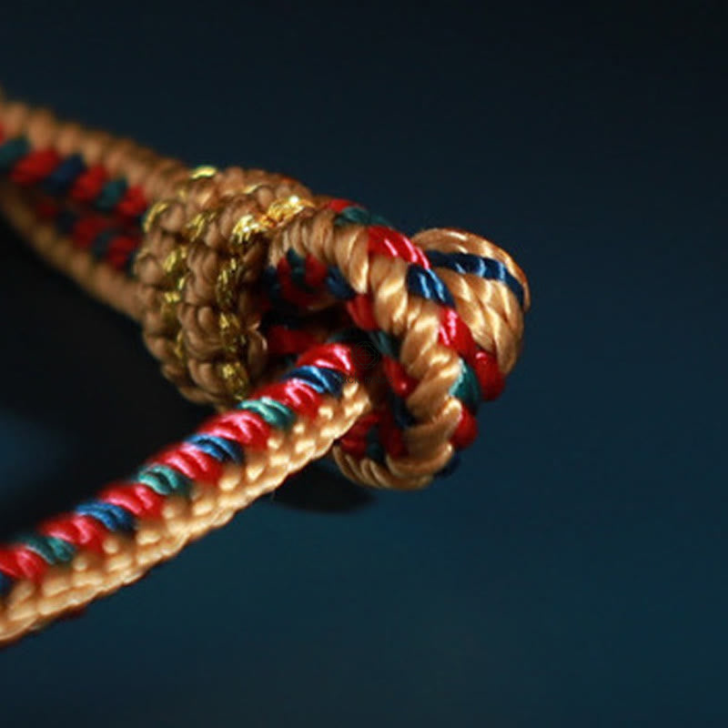 Tibetan Handmade Eight Thread Peace Knot Prayer Wheel Bracelet - Image 3