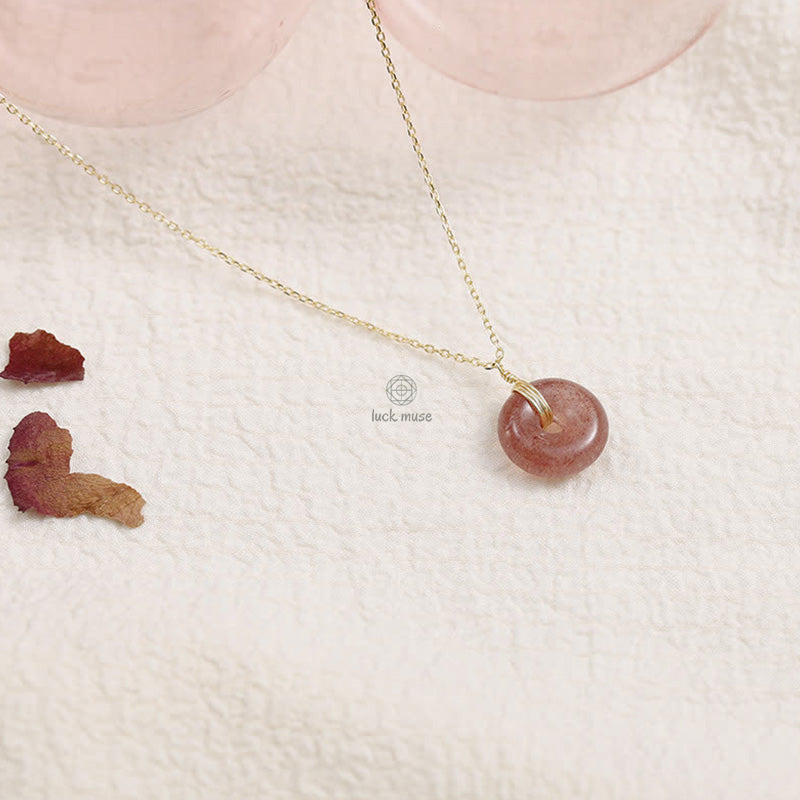 Luck Muse 925 Sterling Silver Strawberry Quartz Healing Necklace