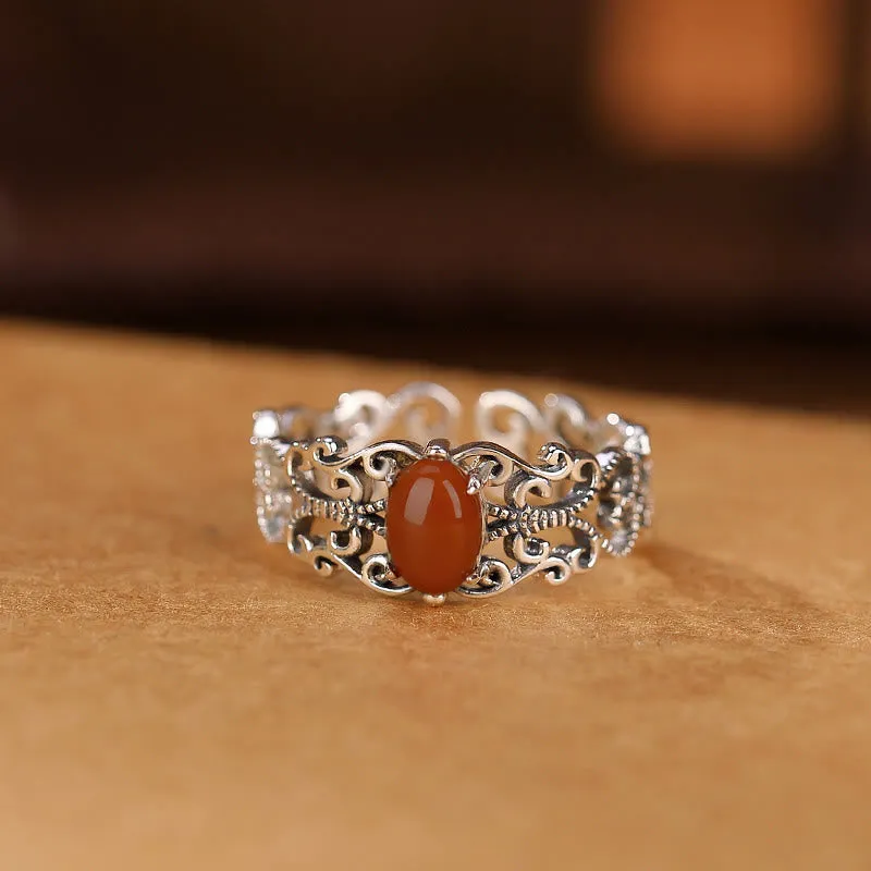 925 Sterling Silver Red Agate Self-Acceptance Calm Ring from Luck Muse Shop - Image 4