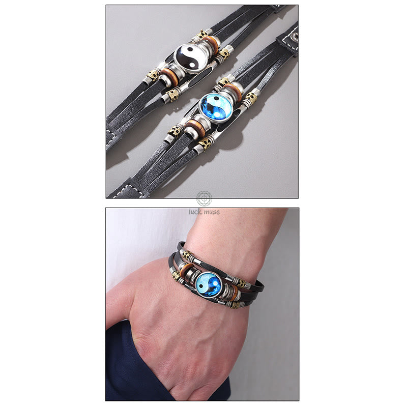 Yin Yang Leather Balance Bracelet with Luck Muse - Image 6