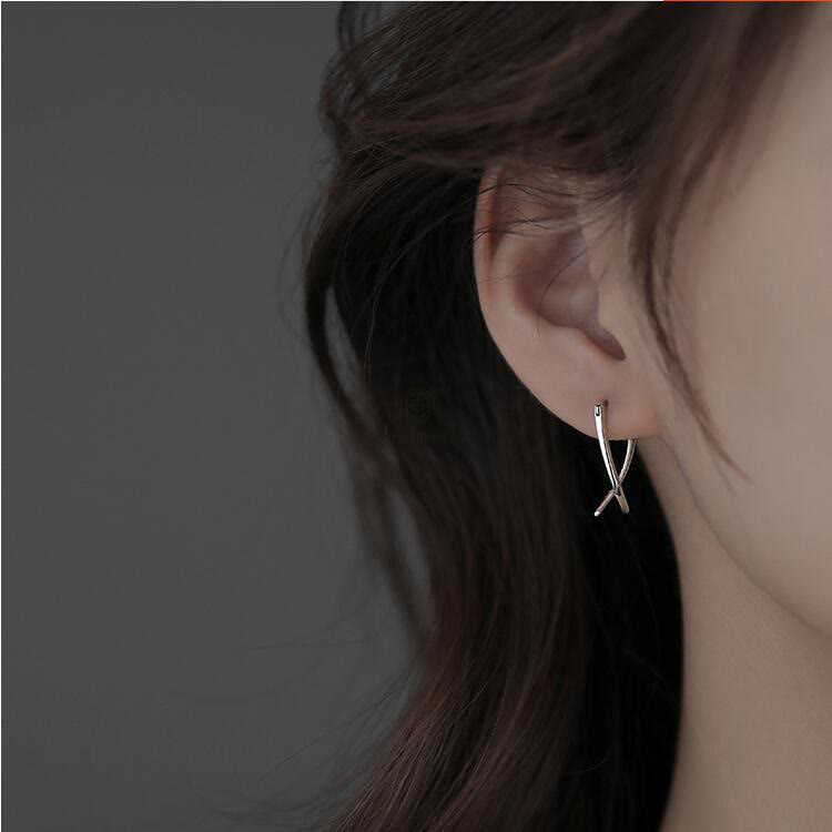 Luck Muse Geometric Luck Hoop Earrings with Cross Design - Image 4