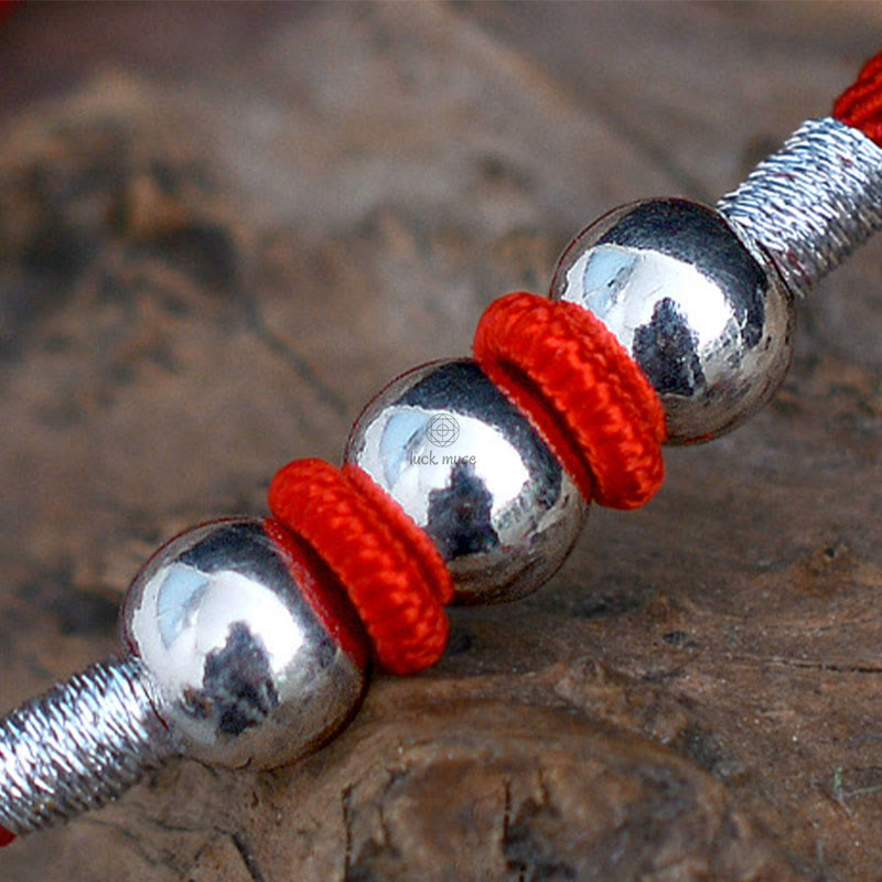 Luck Muse 925 Sterling Silver Lucky Bead Protective Red String Bracelet - Image 3