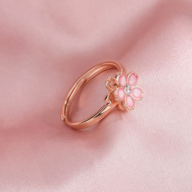 Luck Muse 925 Sterling Silver Cherry Blossom Blessing Bracelet with Rotating Ring - Image 16