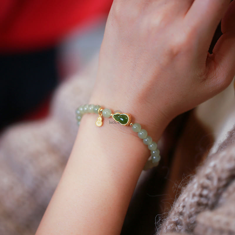 Gold-Plated Natural Hetian Jade Bracelet with Buddha Elements - Image 5