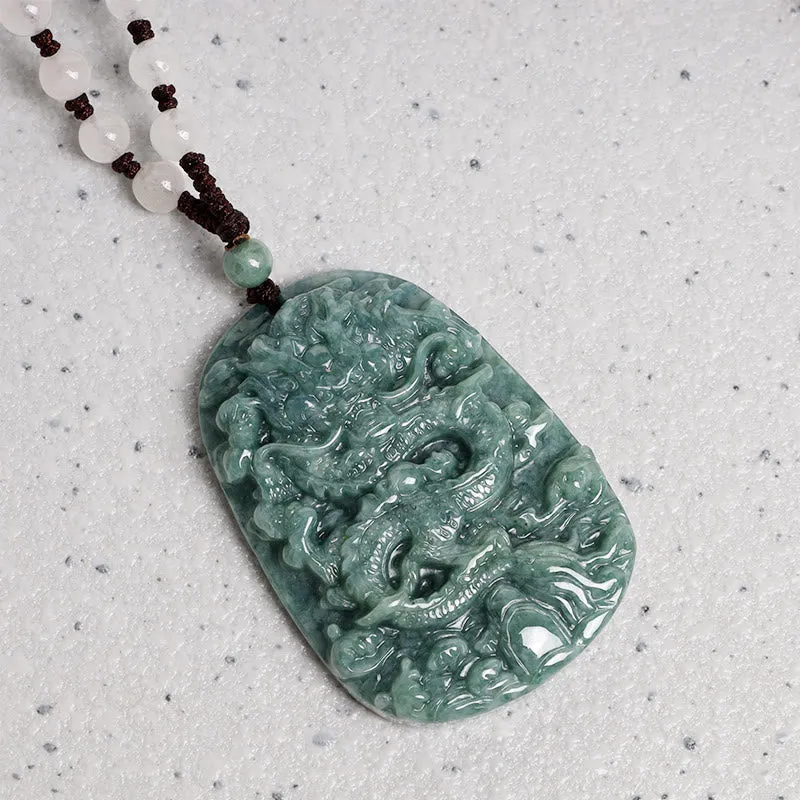 Chinese Dragon Jade Prosperity Necklace Pendant - Image 5