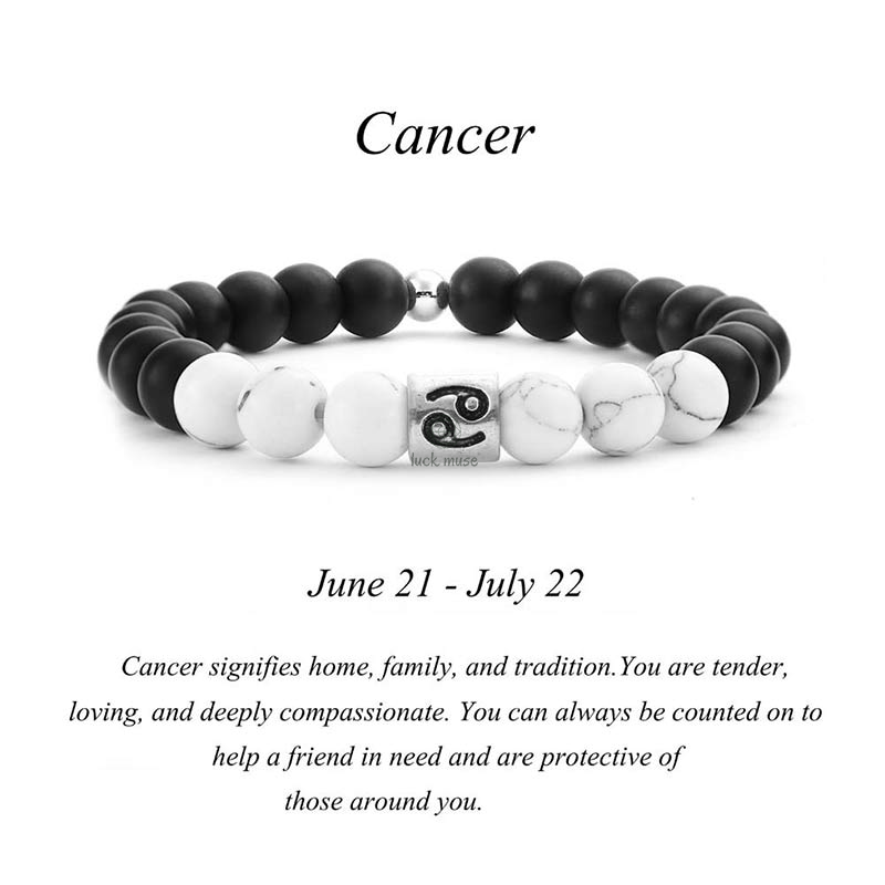 Natural Frosted Stone White Turquoise Bead Zodiac Bracelet - Image 8