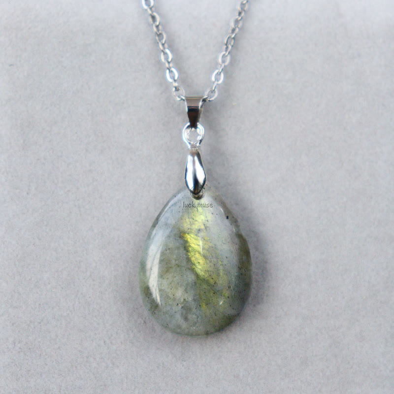 Luck Muse Natural Crystal Gemstone Water Drop Necklace Pendant - Image 34