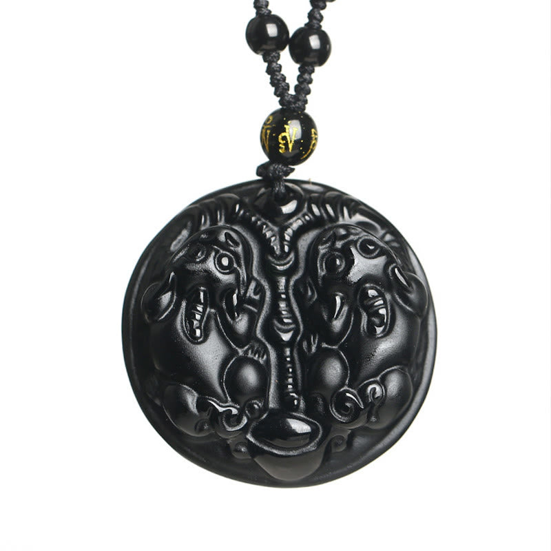 Black Obsidian Pixiu Bead Necklace Pendant - Luck Muse Purification - Image 7