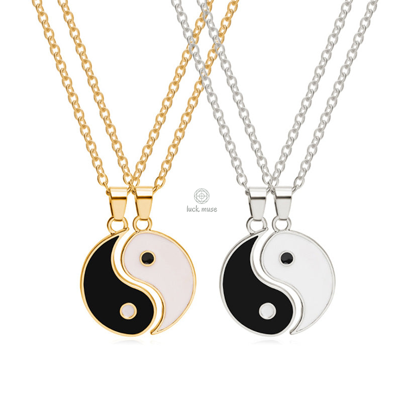 Hematite Yin Yang Couple Pendant Necklace - Image 10