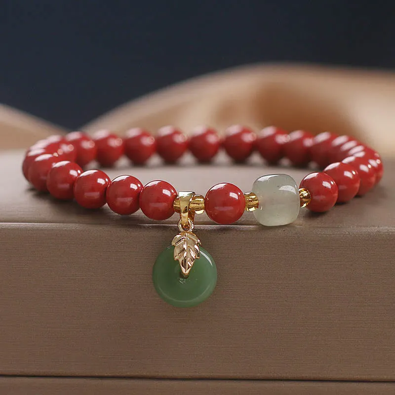 Peaceful Blessing Cinnabar Buckle Bracelet